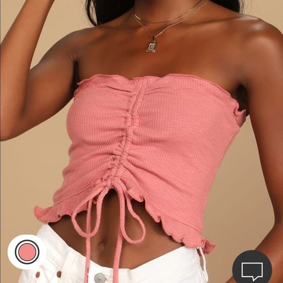 NEW Lulu’s Rebel with a Cause Dusty Rose Ribbed Ruched Tube Top - Picture 4 of 8